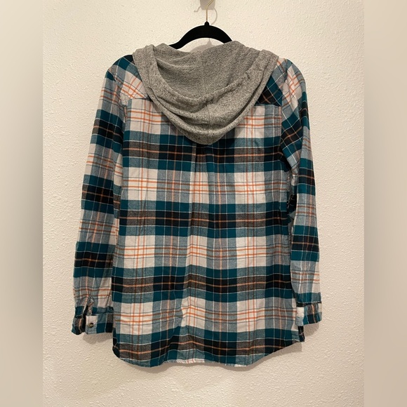 Maurice’s hooded plaid button down tunic shirt Medium - Picture 7 of 8